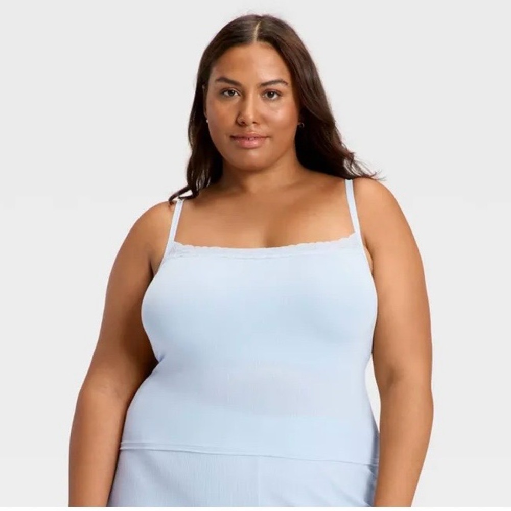 ❤️3/$15 Auden Women's Modal Blend Lace Cami- Light Blue XXL